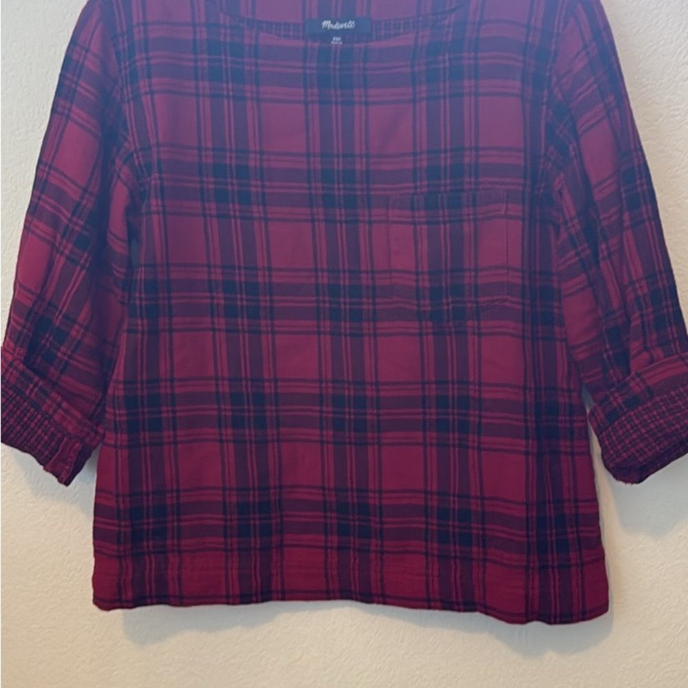 Madewell Red Plaid Blouse